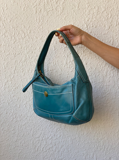 Coach B0769-10740 Teal Leather Shoulder Bag – Vintage Glovetanned Leather