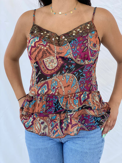 Y2K Misswan Beaded Cami Top - L