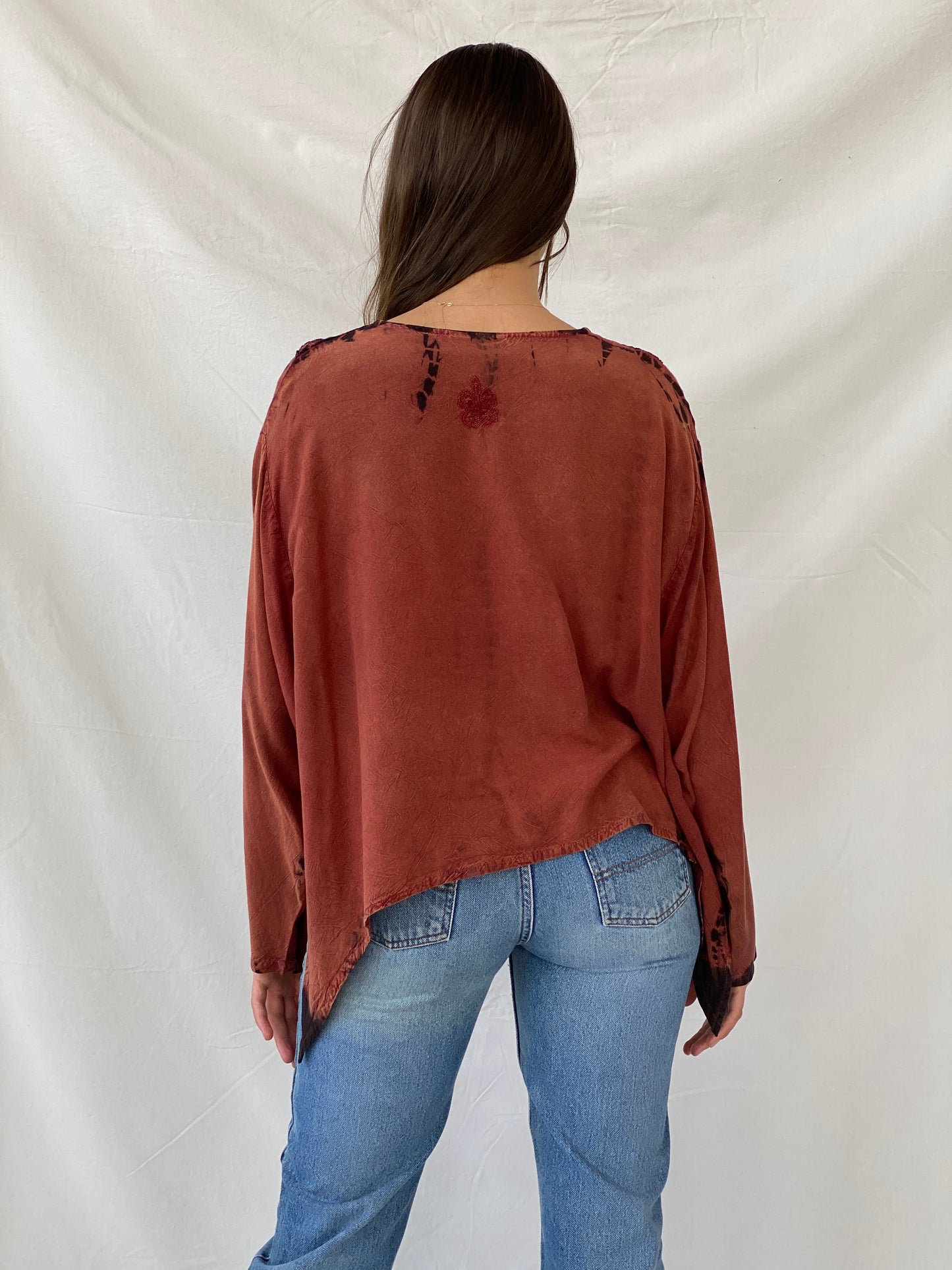 Vintage Rapp Bell Sleeve Top With Velvet & Embroidery Details