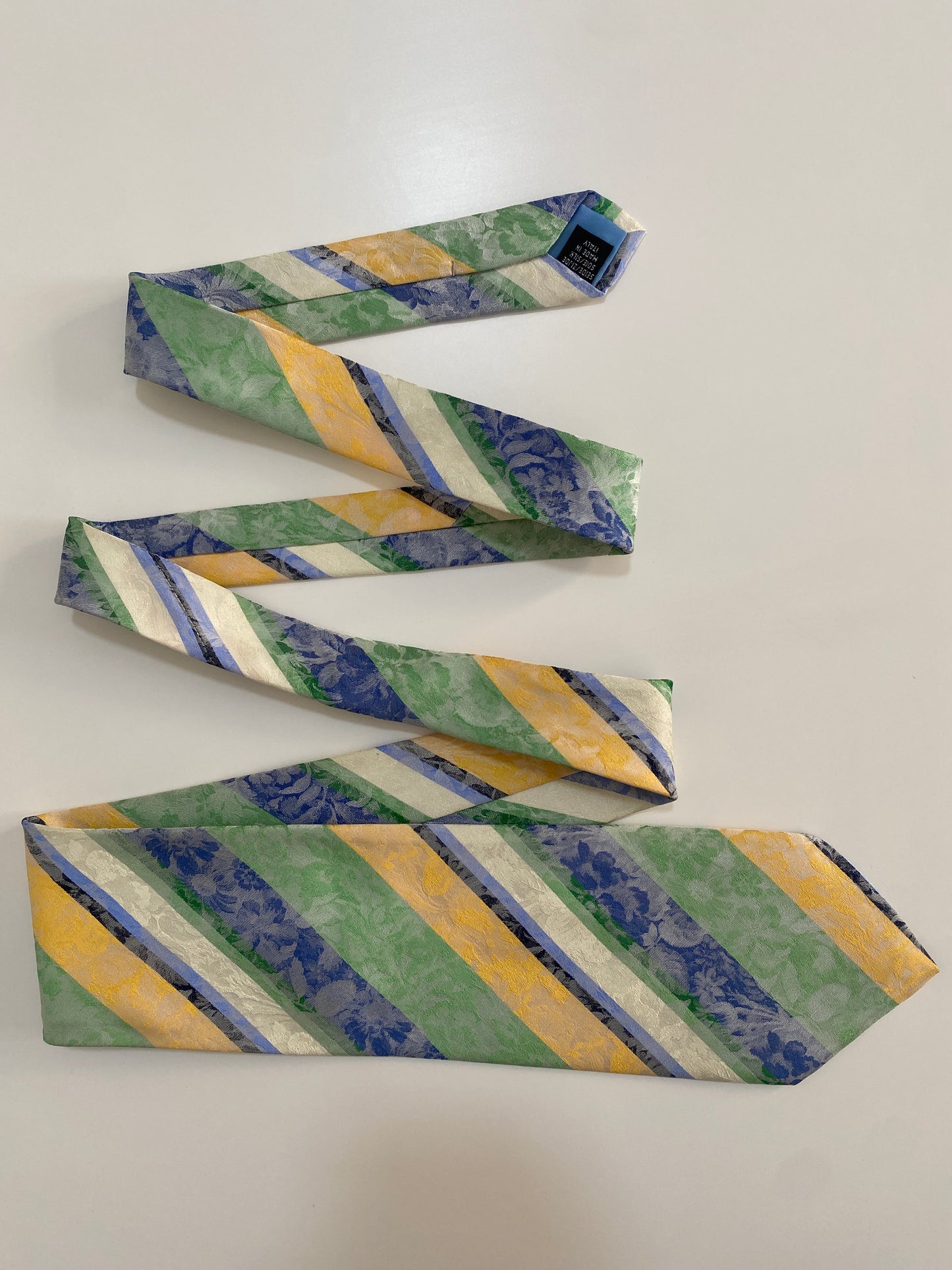 Vintage Gian Marco Venturi Silk Tie - Pastel Floral Striped Polyester | Made in Italy