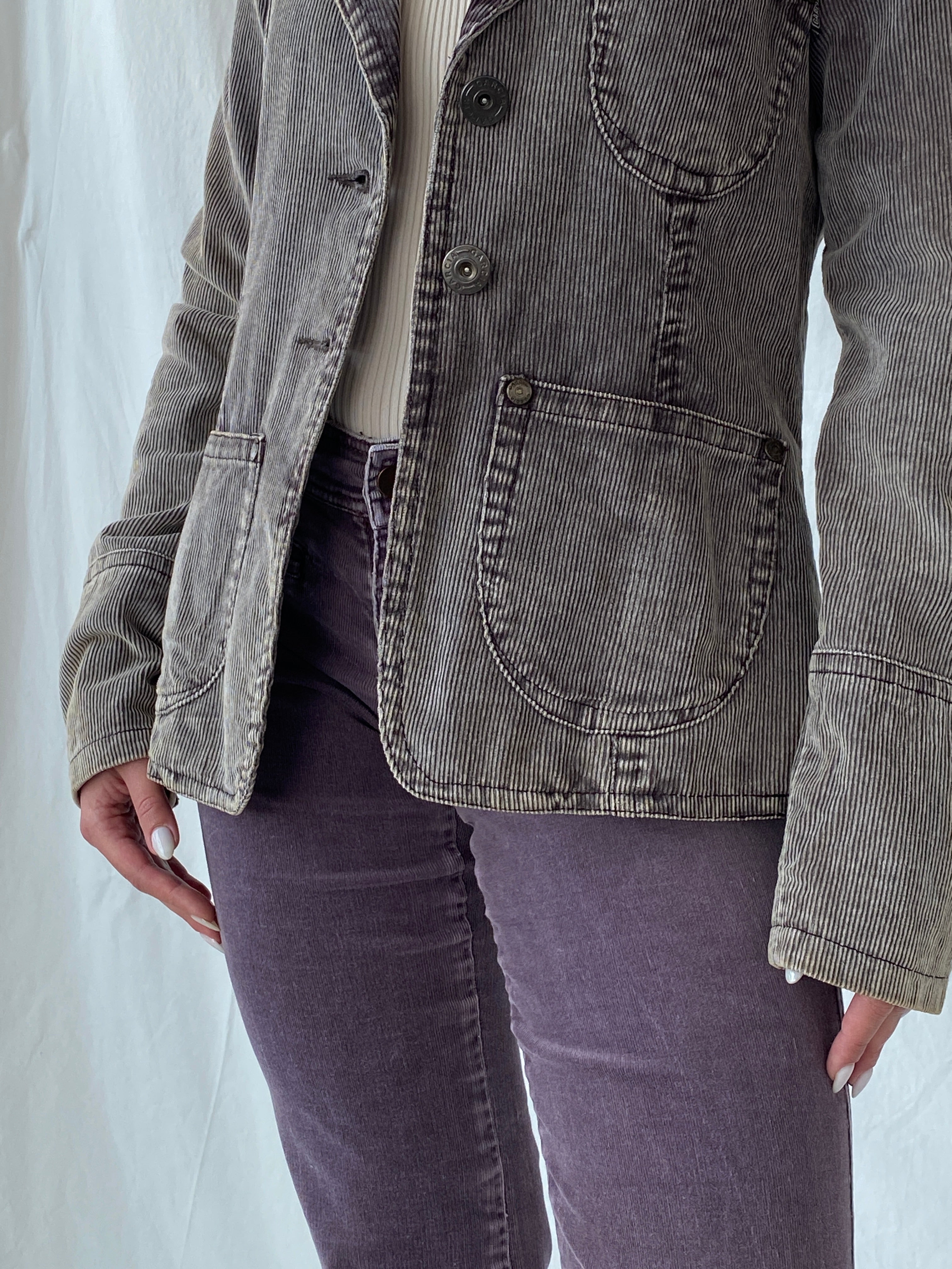 Vintage Garcia Downtown Denim Rebel Grey Corduroy Blazer - M