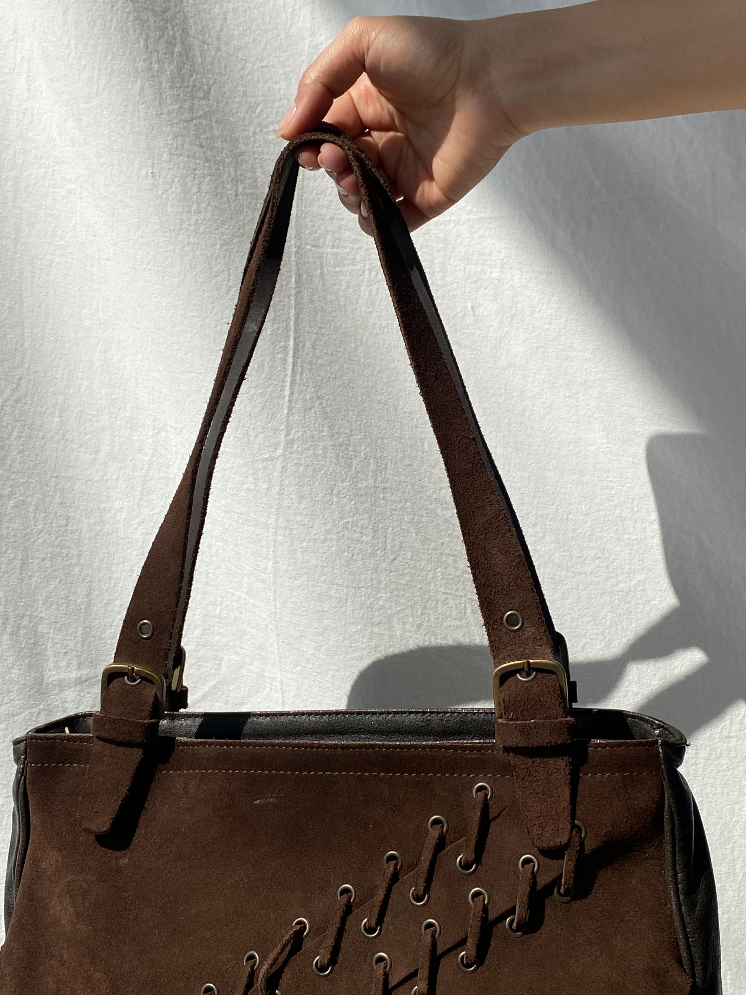 Vintage Malandrino Fringe Dark Brown Genuine Suede Bag