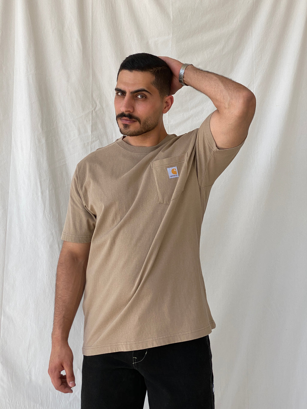 Carhartt WIP Pocket Men’s Loose Fit Beige Cotton T-shirt - M