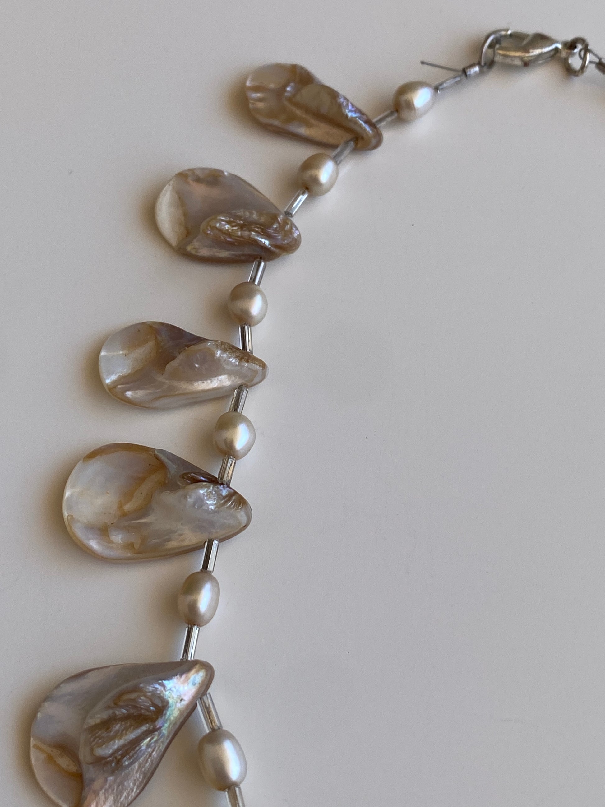 Vintage Mother of Pearl Shell & Faux Pearl Statement Choker Necklace Vintage Mother of Pearl Shell & Faux Pearl Statement Choker Necklace