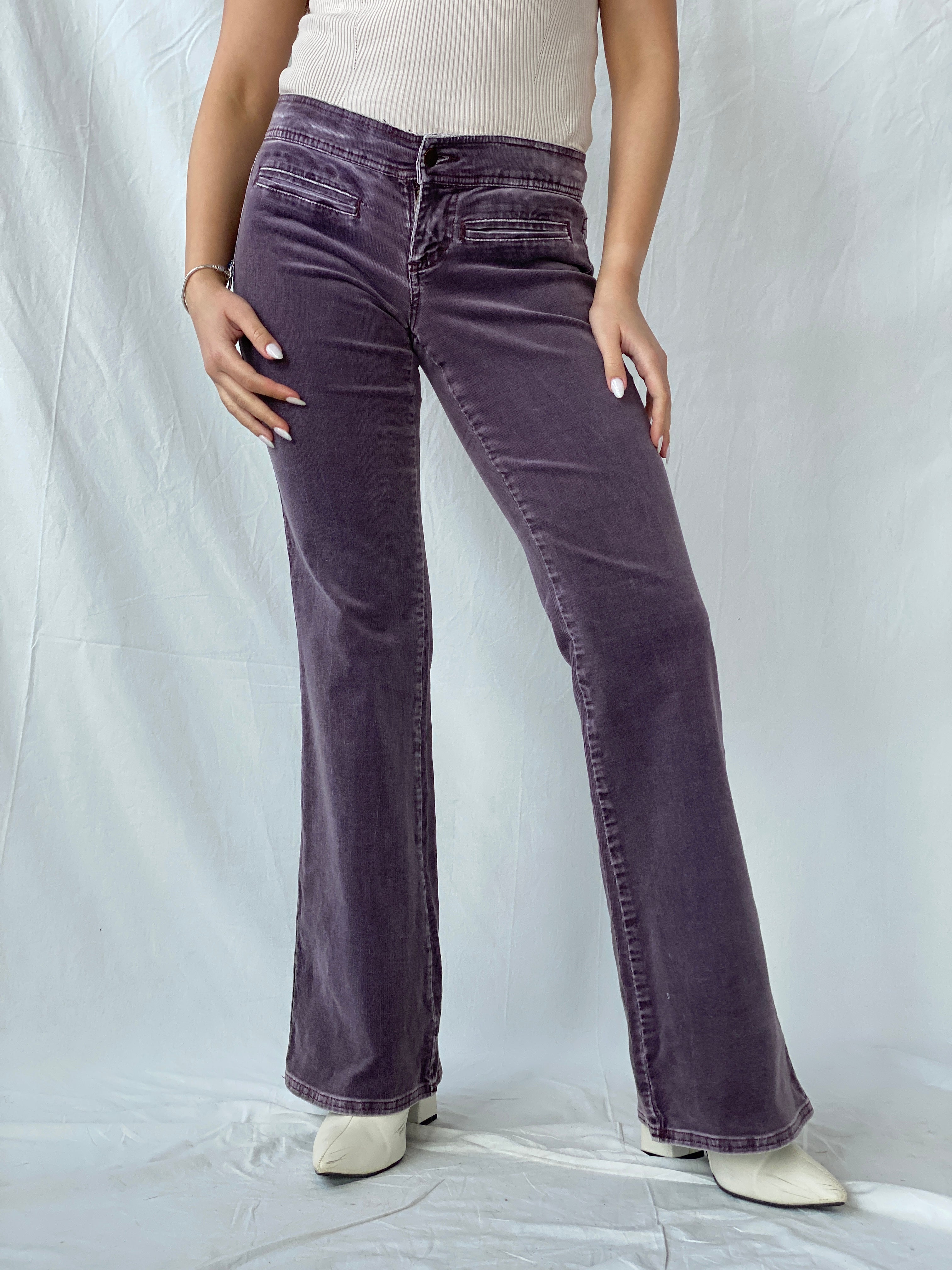 Vintage Y2K ARDEN B. Purple Low Rise Flared Corduroy Pants - 36EUR