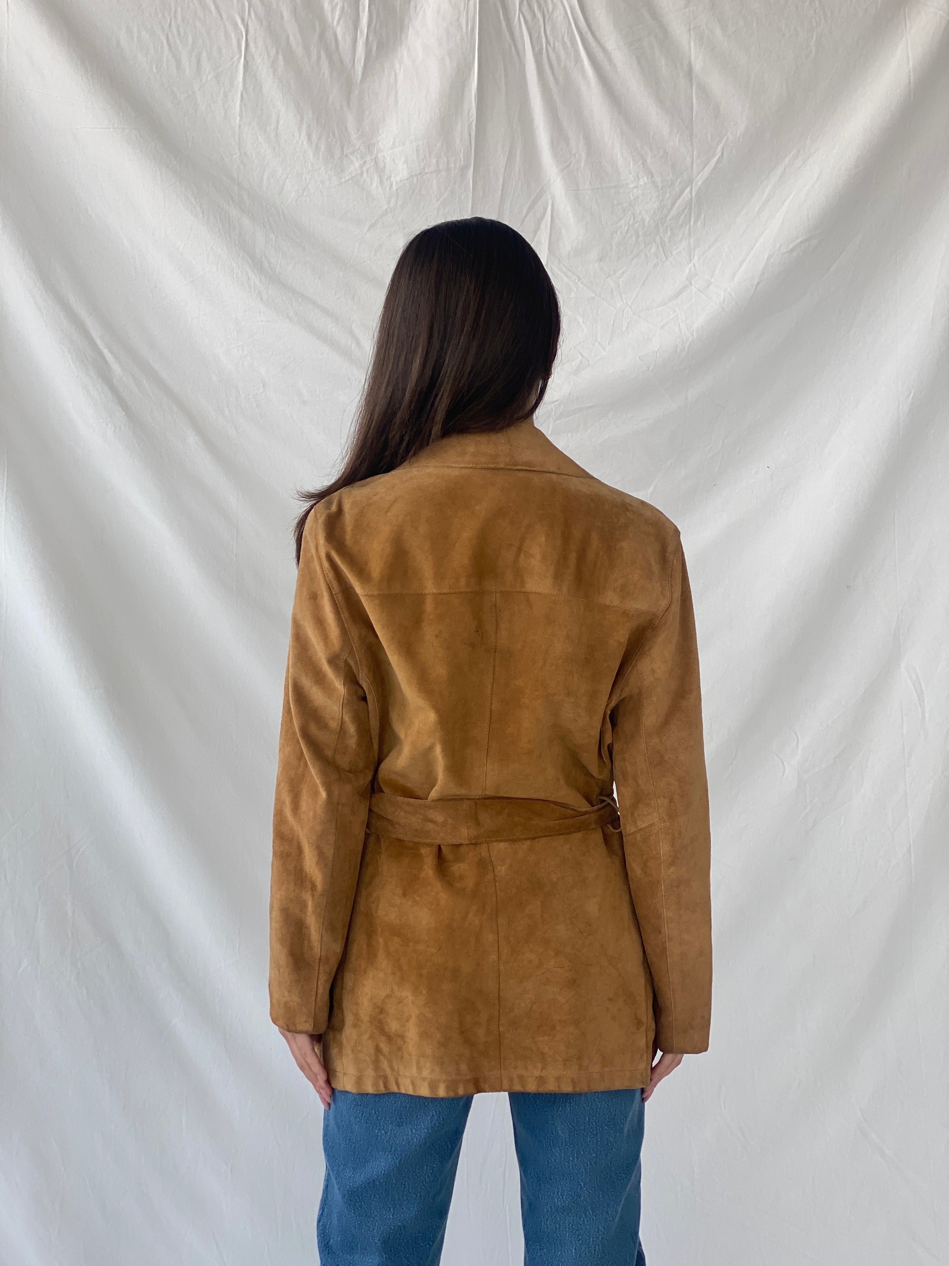 Vintage BELFE & BELFE Tan Genuine Suede Leather Buttoned Jacket - L