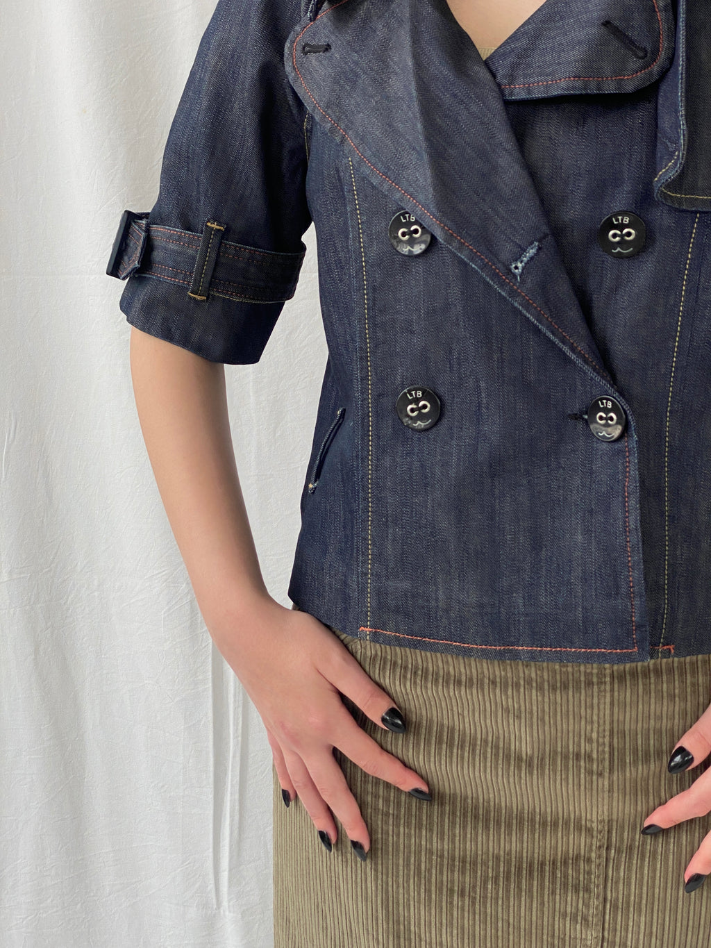 Vintage Y2K LTB Little Big Half Sleeve Denim Jacket - M