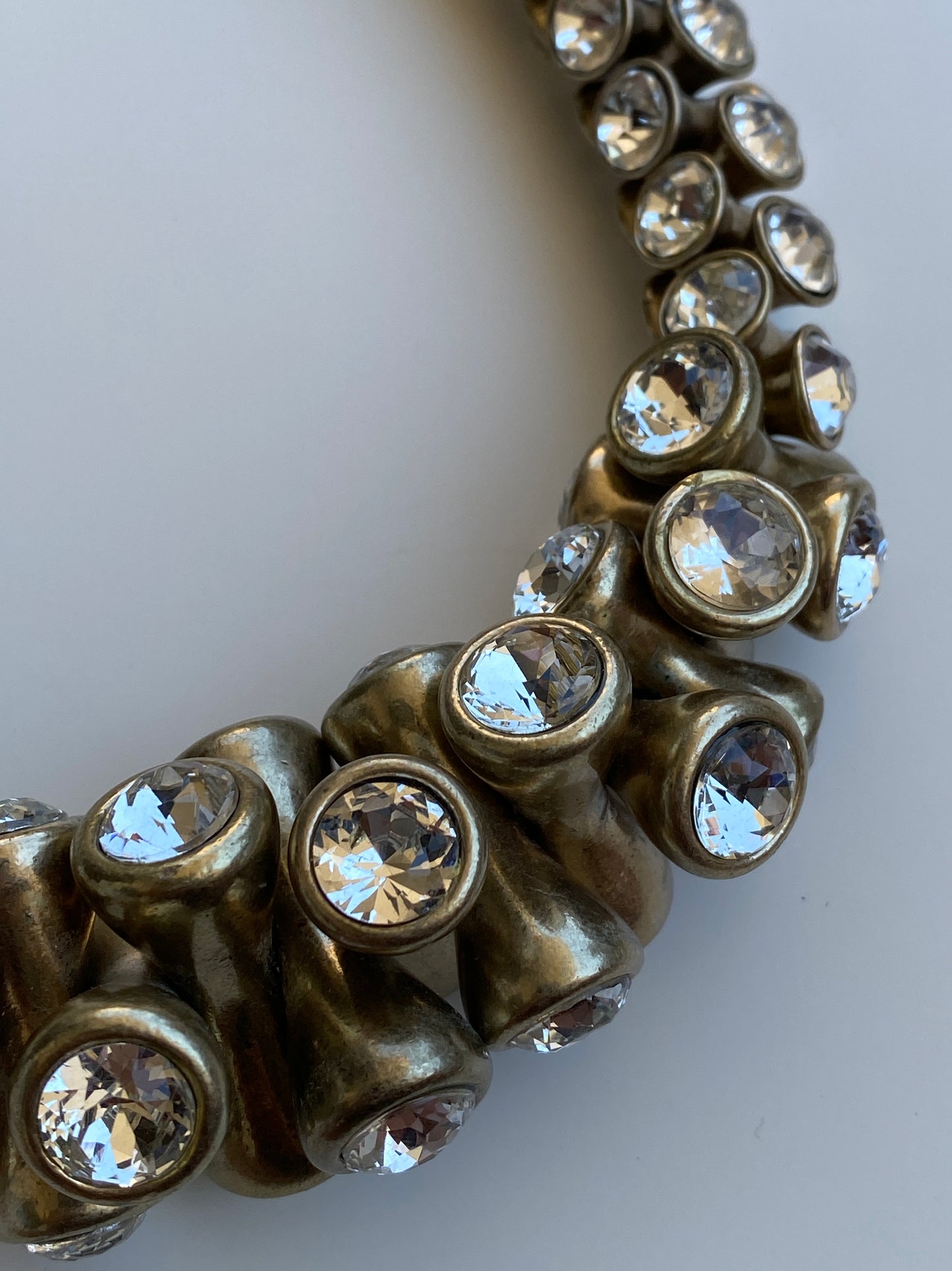 Y2K Banana Republic BR Bronze-Tone Crystal Chunky Statement Necklace