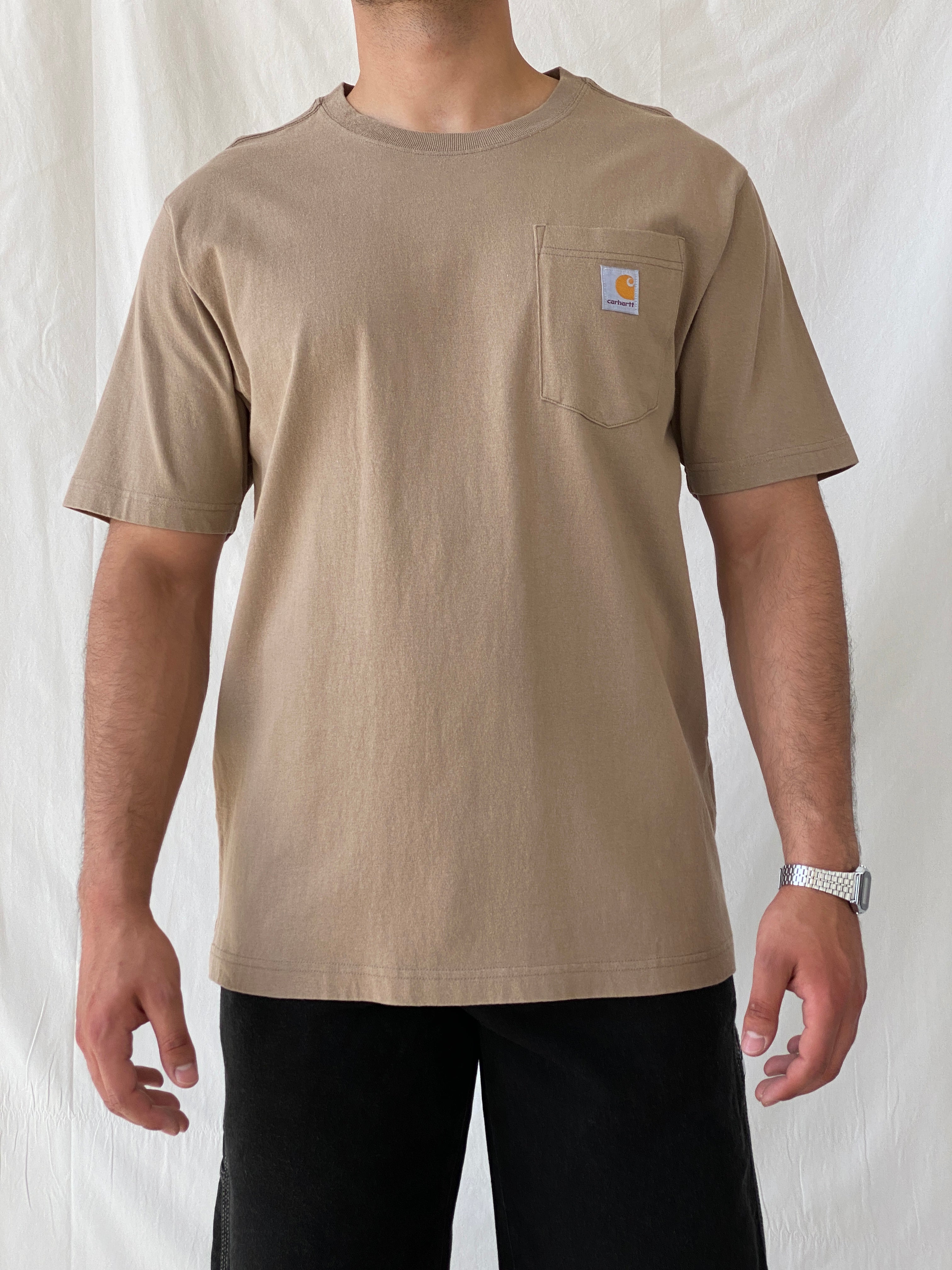 Carhartt WIP Pocket Men’s Loose Fit Beige Cotton T-shirt - M