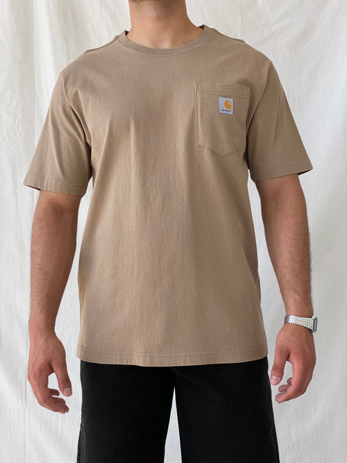 Carhartt WIP Pocket Men’s Loose Fit Beige Cotton T-shirt - M