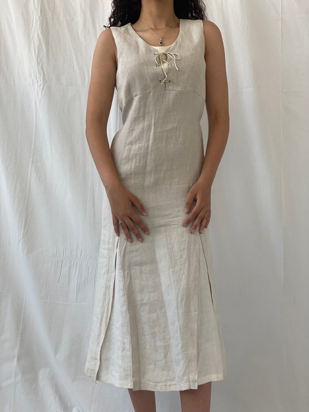 Vintage Motys Collection Paris Beige Linen Midaxi Women’s Dress - M