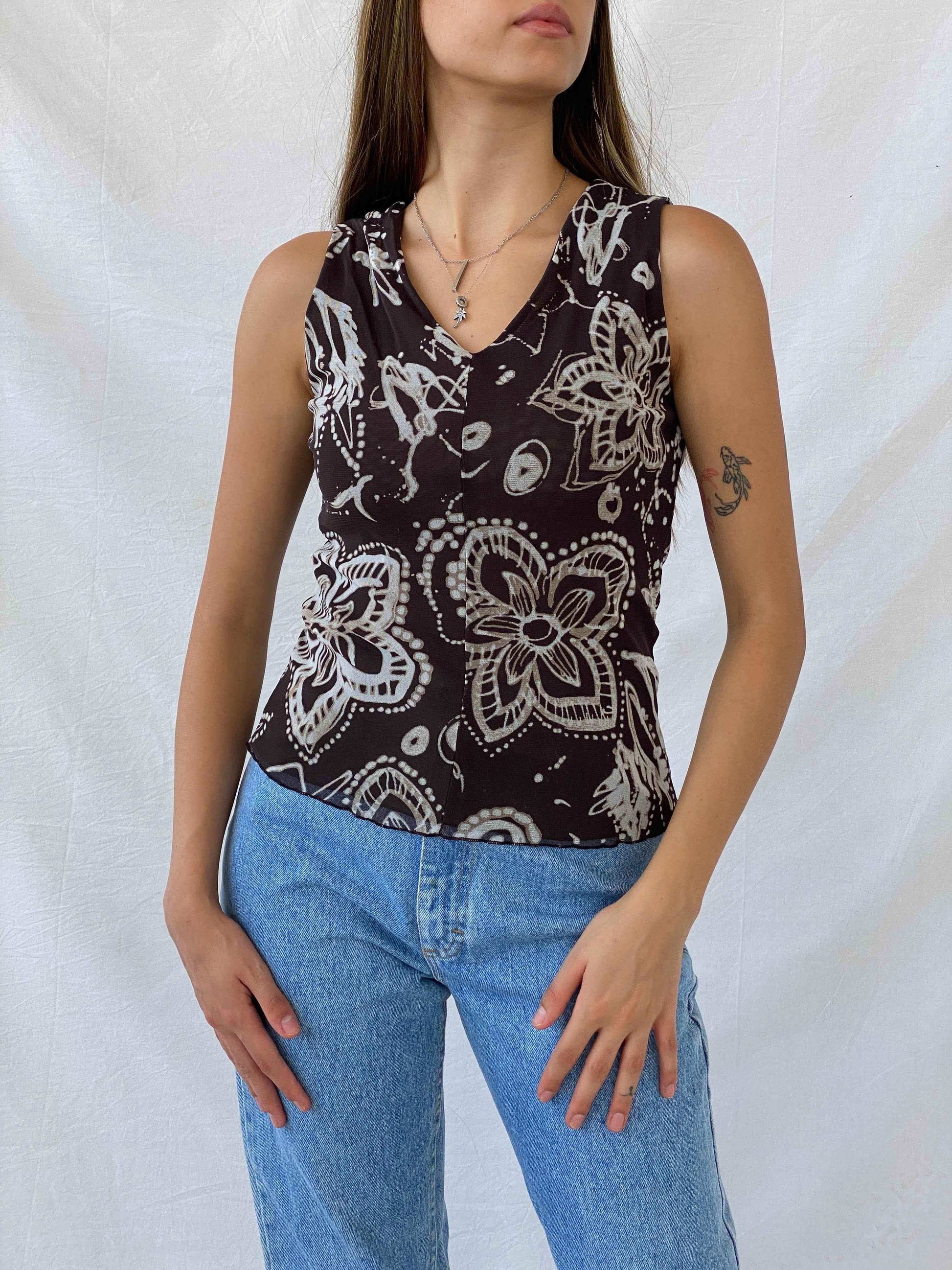 Y2K Floral Sleeveless Top - Balagan Vintage Sleeveless Top consignment, floral, floral top, isabella, Mira