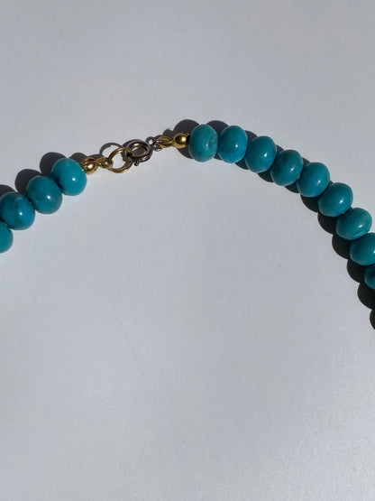 Vintage Marbled Blue Gold Tone Bead Necklace