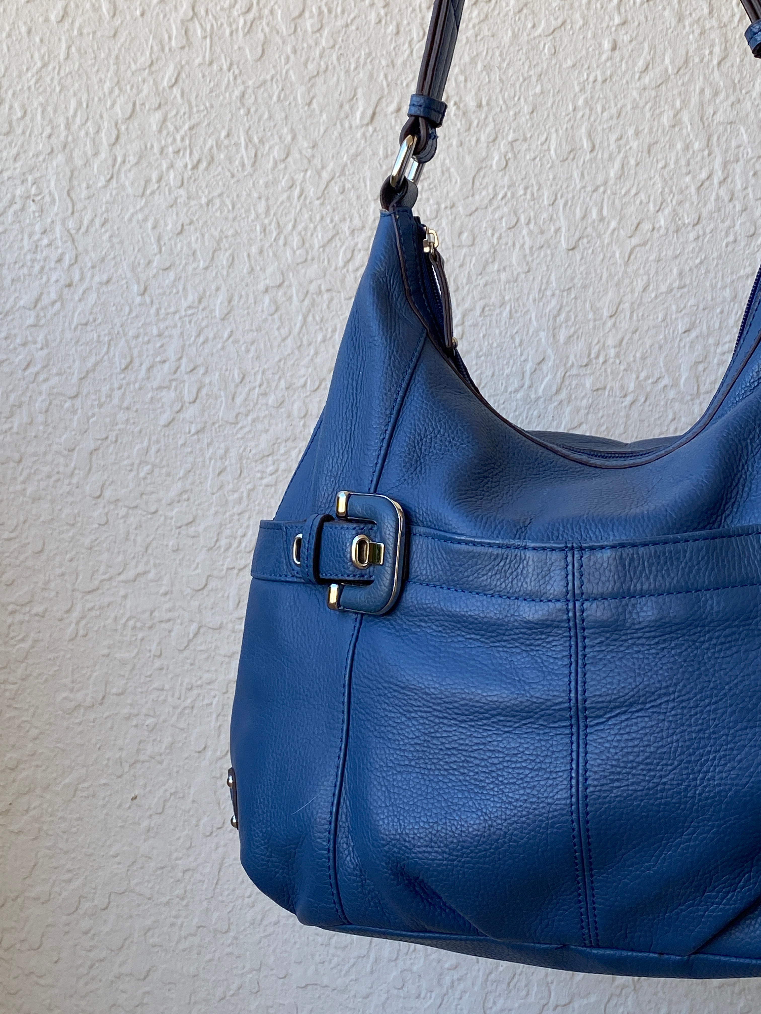 Vintage Tignanello Blue Purse Genuine Leather Hobo Shoulder Bag