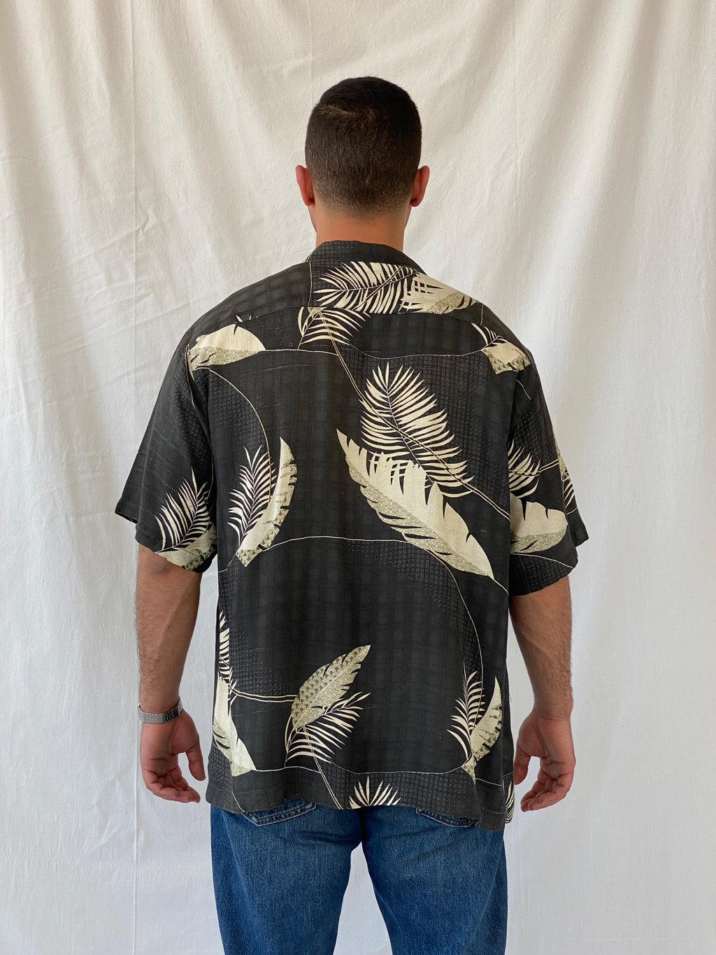 Vintage Tommy Bahama Hawaiian Print Silk Men’s Short Sleeve Black Shirt - L