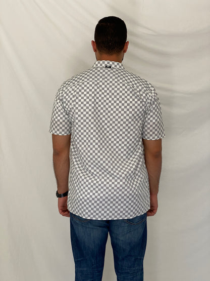Vans Black White Checkerboard Men’s Cotton Short Sleeve Shirt – L