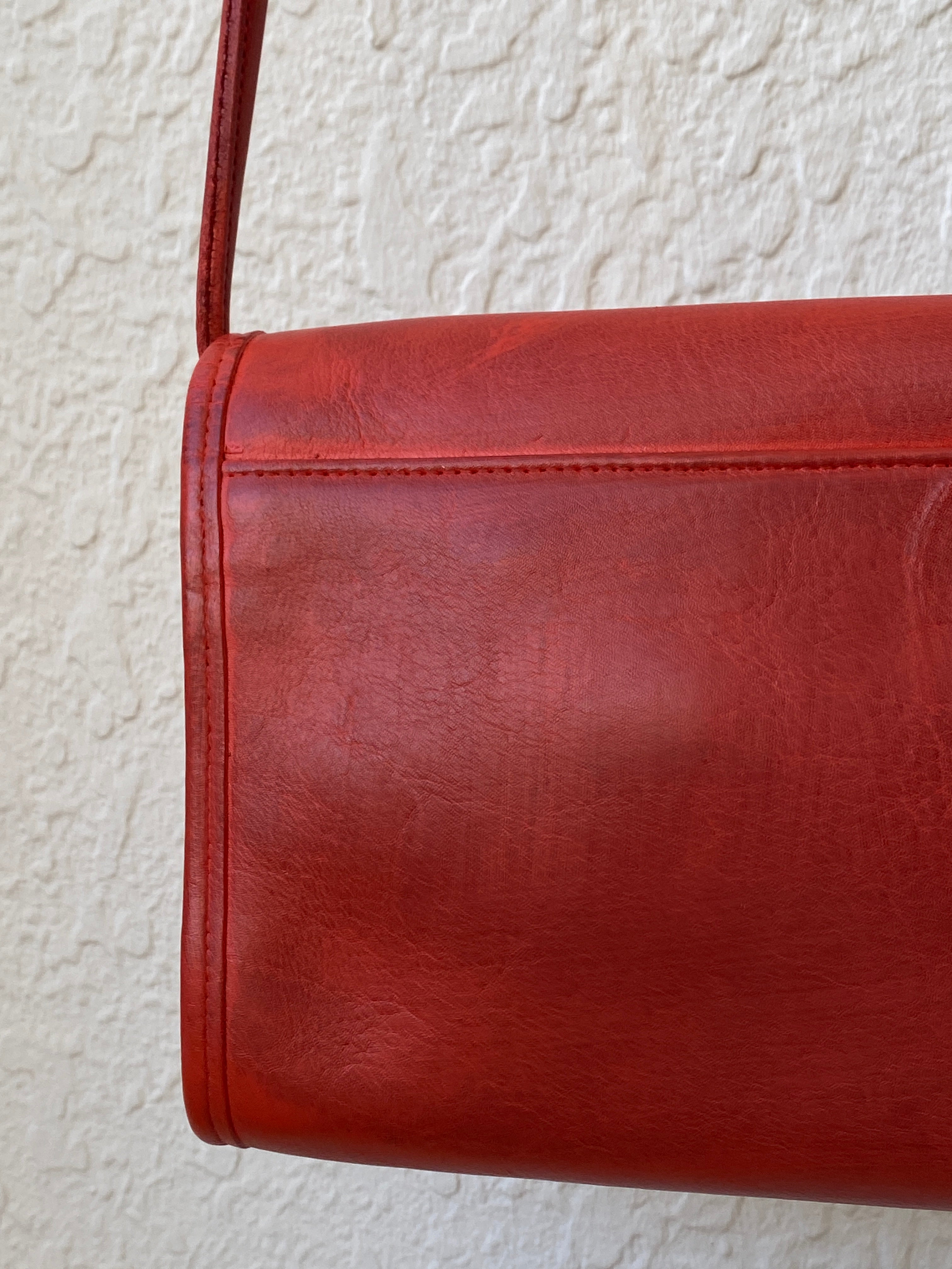 Vintage Classic Coach Chrystie Flap Red Leather Cross Body Bag