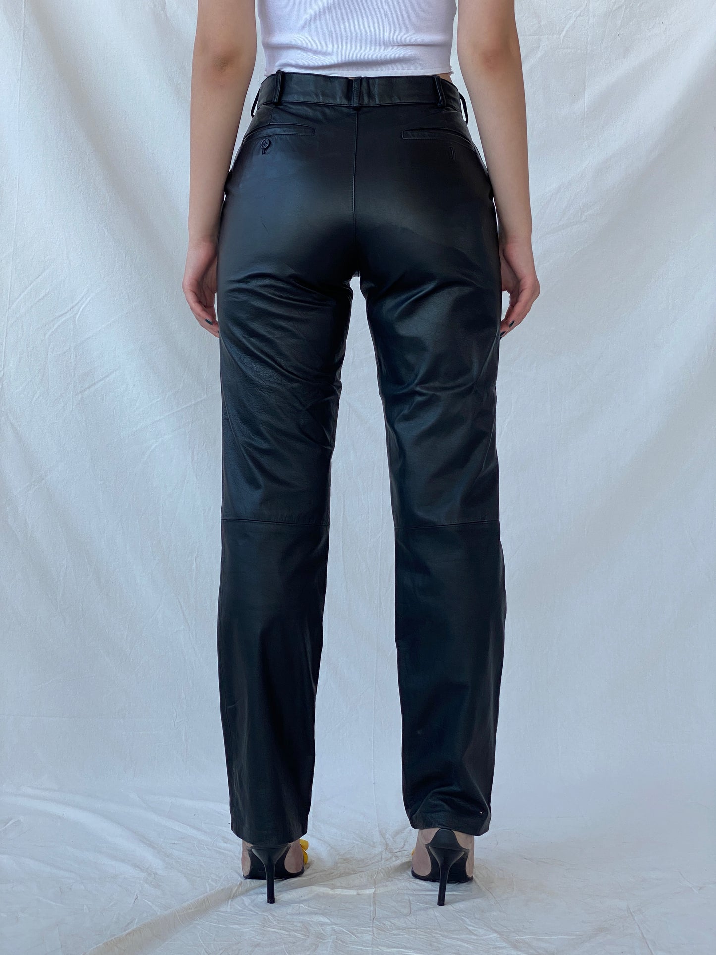 Vintage Raberg The Leather Generation Black Genuine Leather Bikers Pants - M