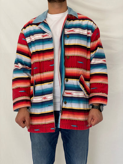 Vintage Woolrich Southwestern Stripe Zip-Up Cotton Shacket – L