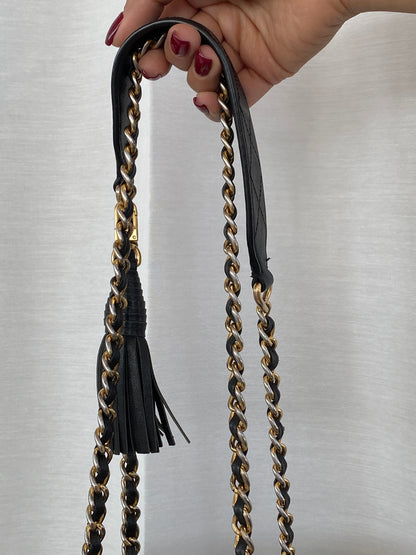 Tory Burch Black Leather Fleming Mini Bucket Chain Shoulder Bag