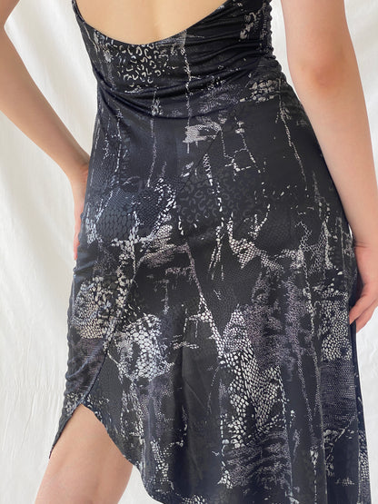 Y2K Romeo Four Juliette Paris Black Halter Asymmetrical Hem Dress - M