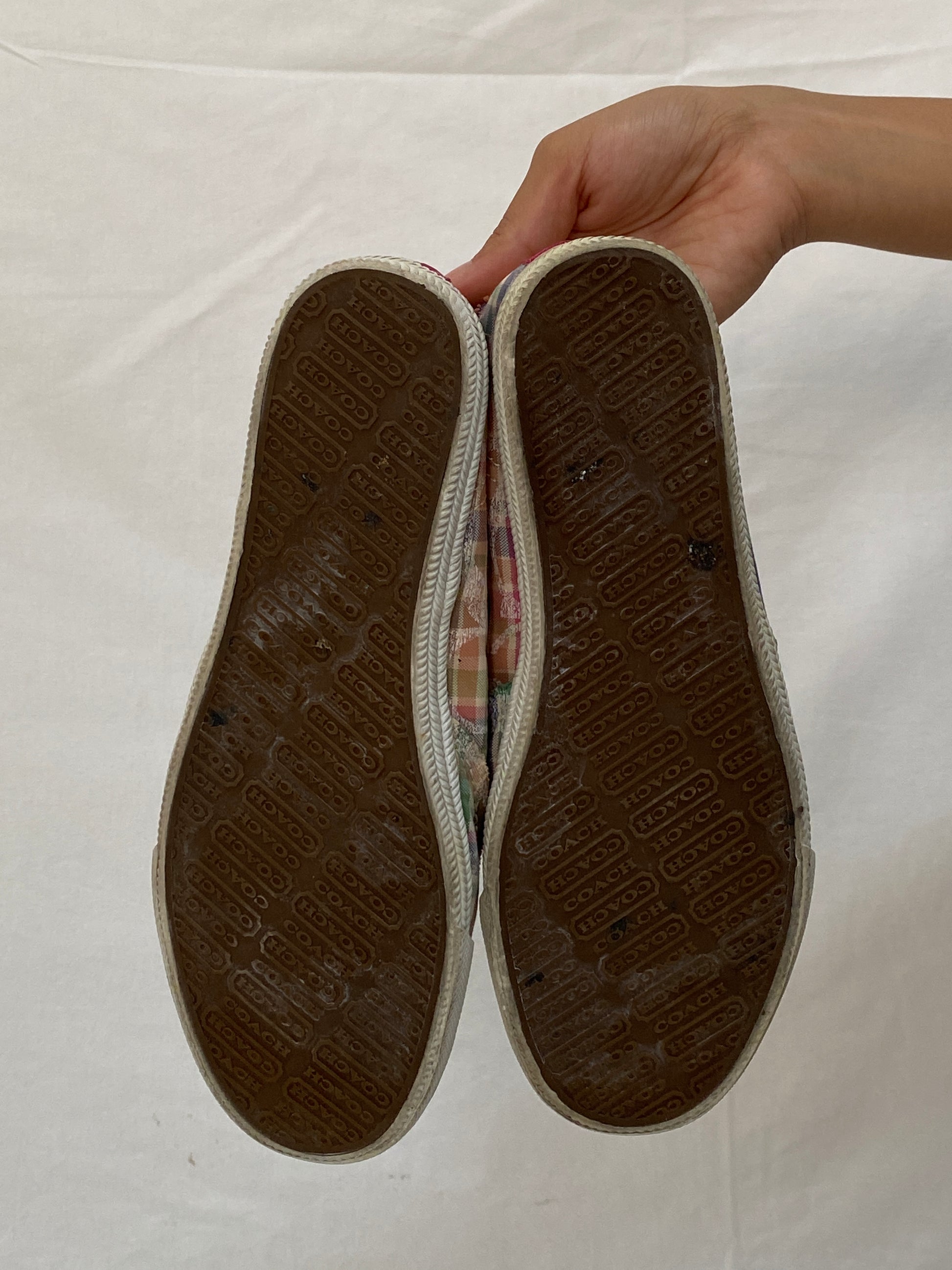 Coach Pink Plaid Distressed Slip-On Sneakers – 38.5 EU Coach Pink Plaid Distressed Slip-On Sneakers – 38.5 EU