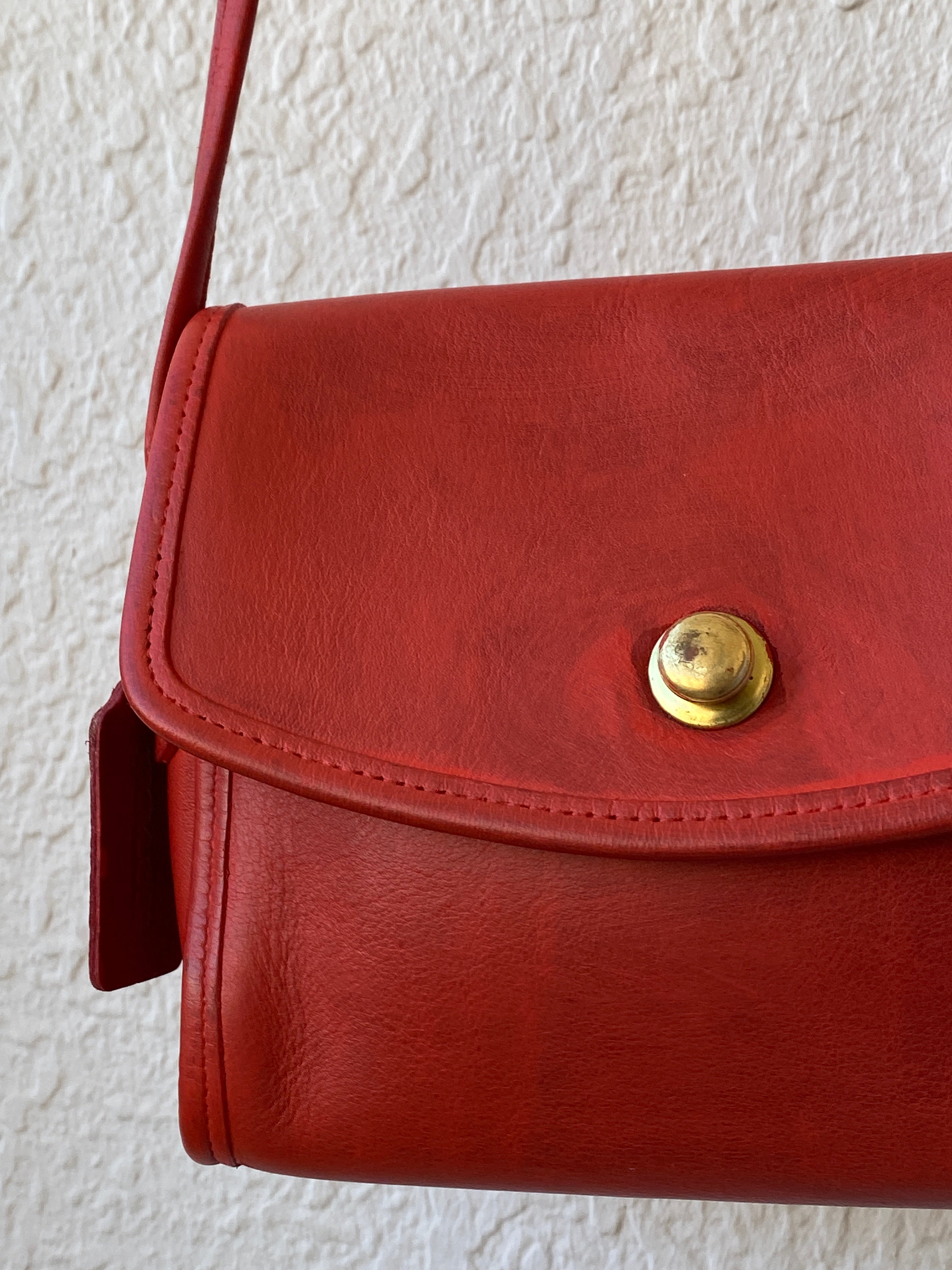 Vintage Classic Coach Chrystie Flap Red Leather Cross Body Bag