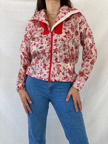 Adidas X Stella McCartney Floral Red Track Windbreaker Jacket - S