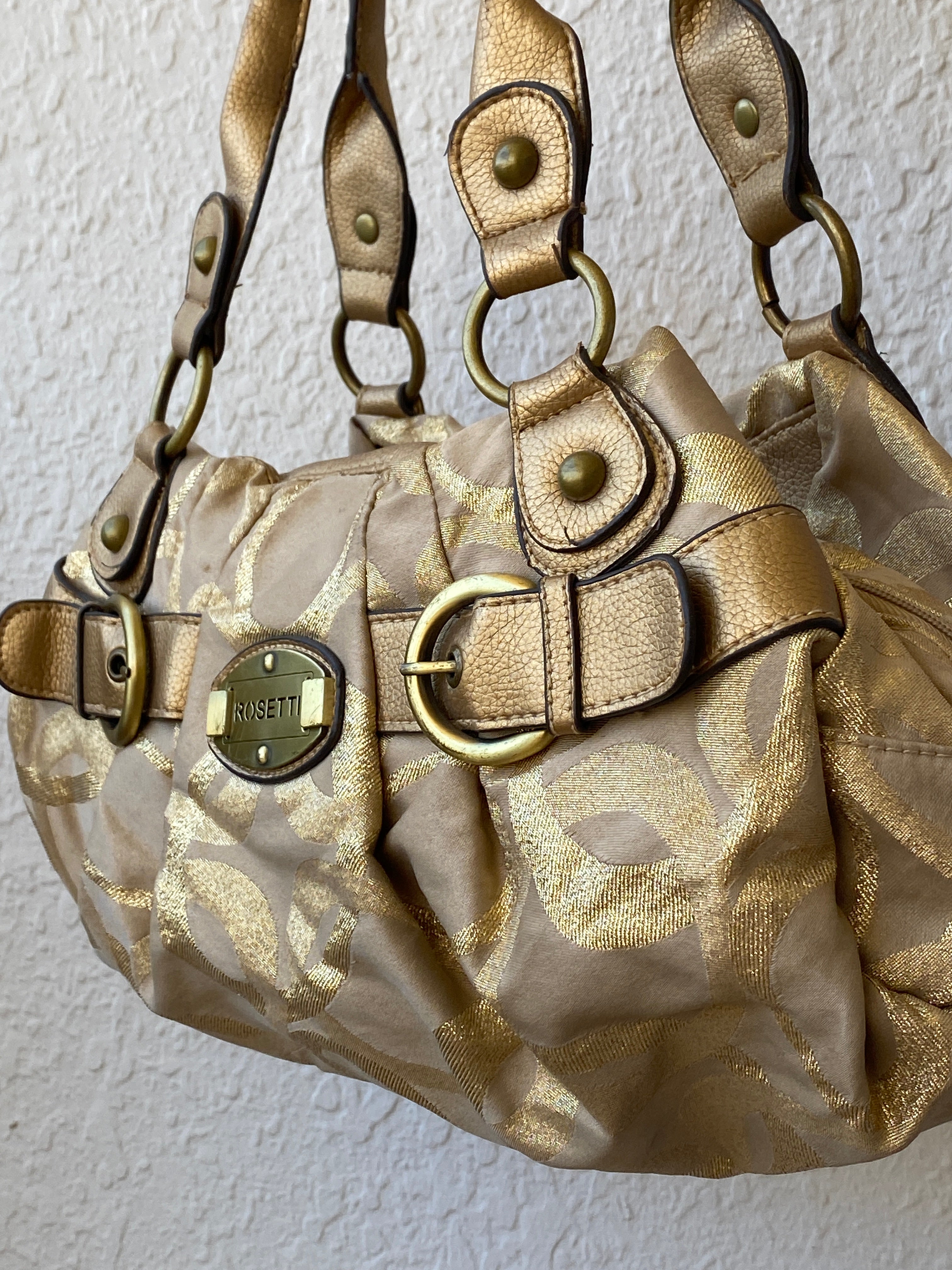 Vintage Y2K 00s Rosetti Gold Hobo Shoulder Bag