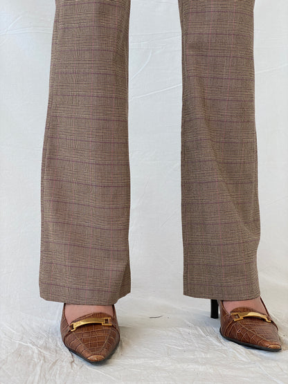 Vintage Studio SNY Paris Brown Plaid Mid Rise Office Pants - M