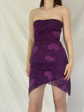 Y2K Stradivarius Strapless Purple Asymmetrical Hem Mini Dress - S