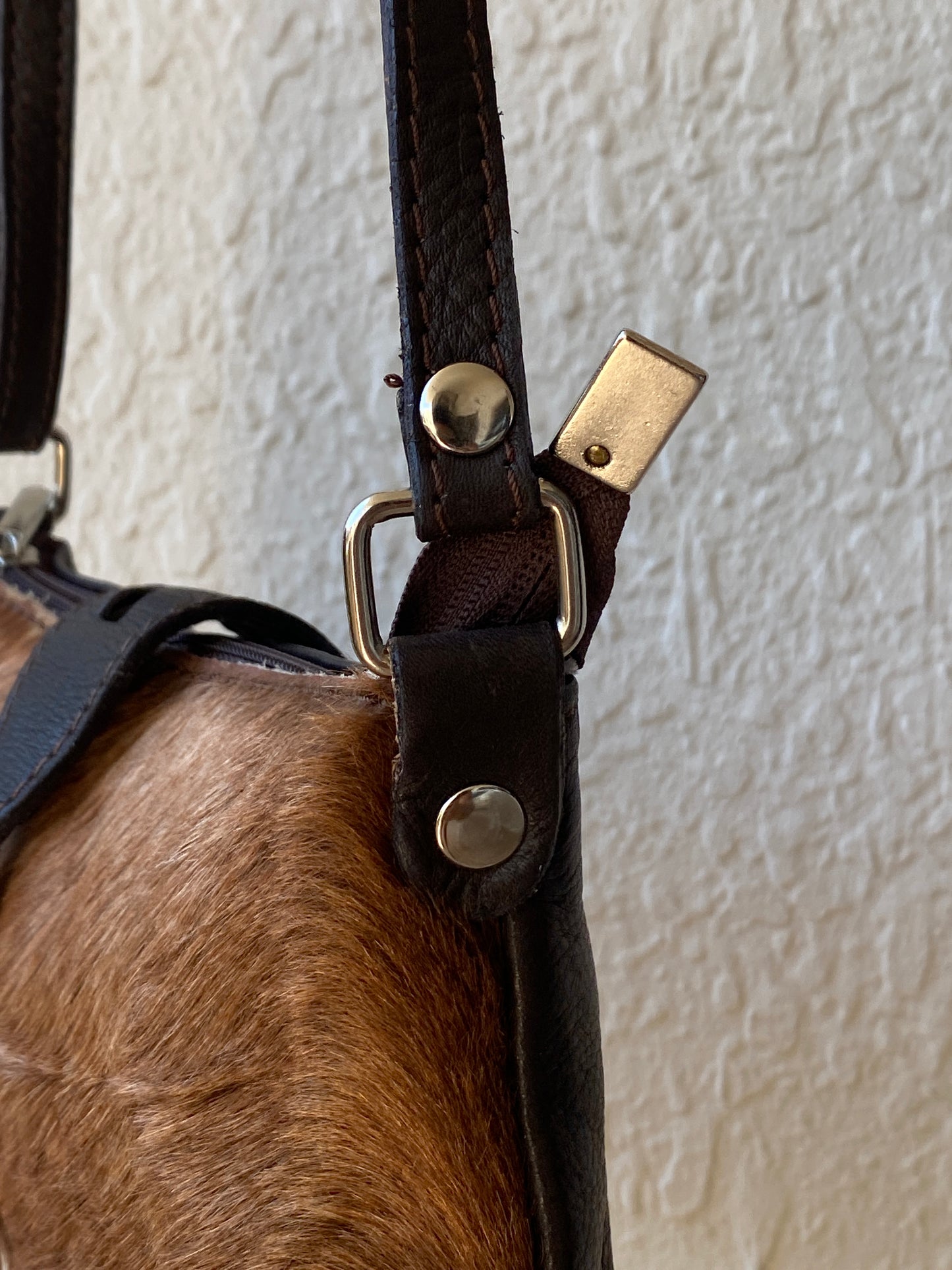 Vintage Y2K Brown Cowhide Hair-On Genuine Leather Crossbody Bag