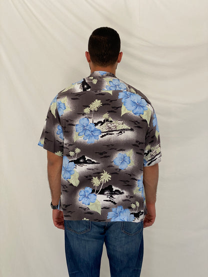 Vintage Original Island Sport Rayon Tropical Floral Camp Shirt – L