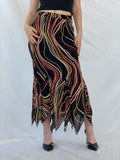 Vintage Feyyaz Collection Black Groovy Asymmetric Maxi Skirt - M