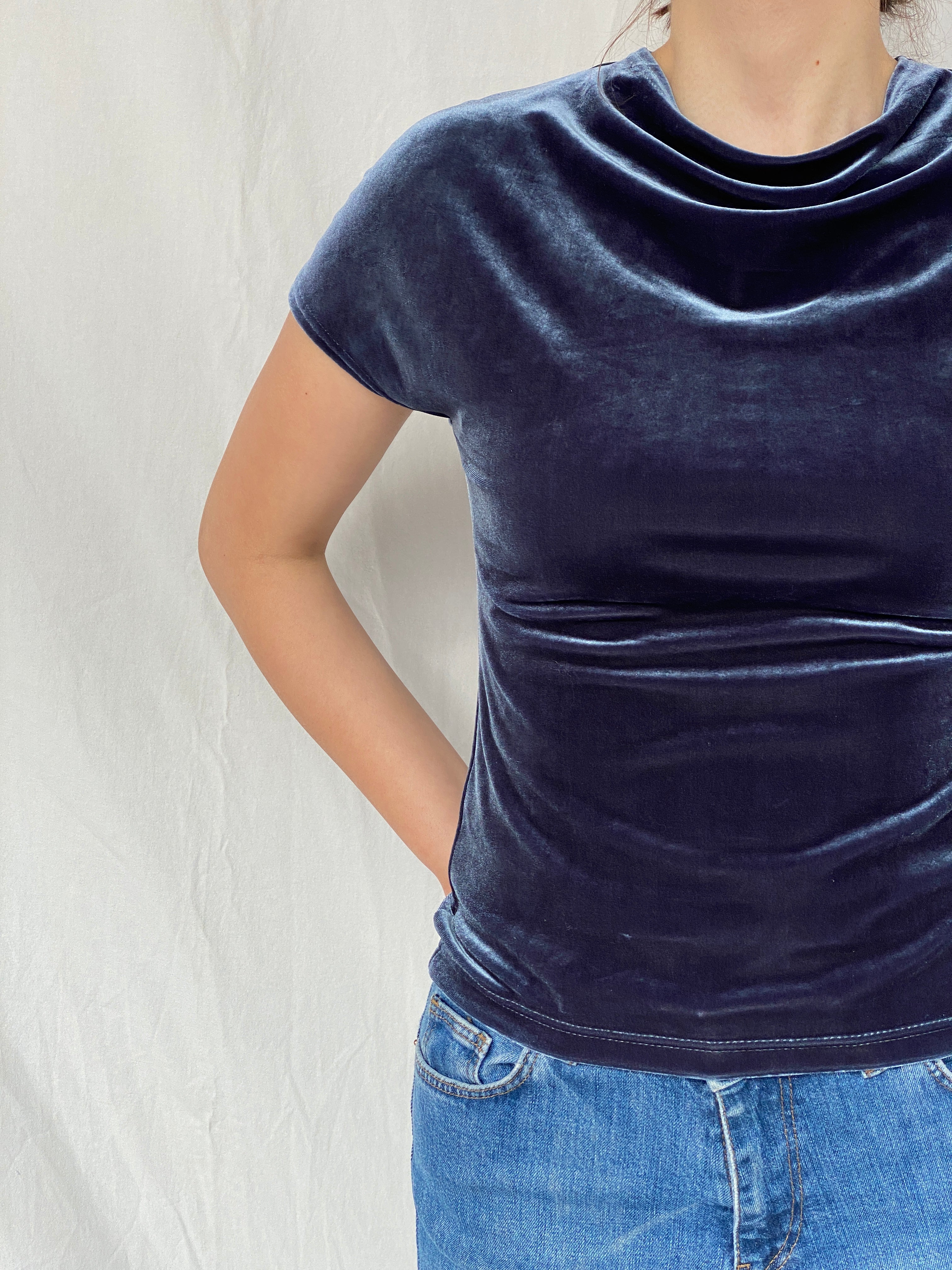 Y2K Référeuce Velvet Half Sleeve Top - M