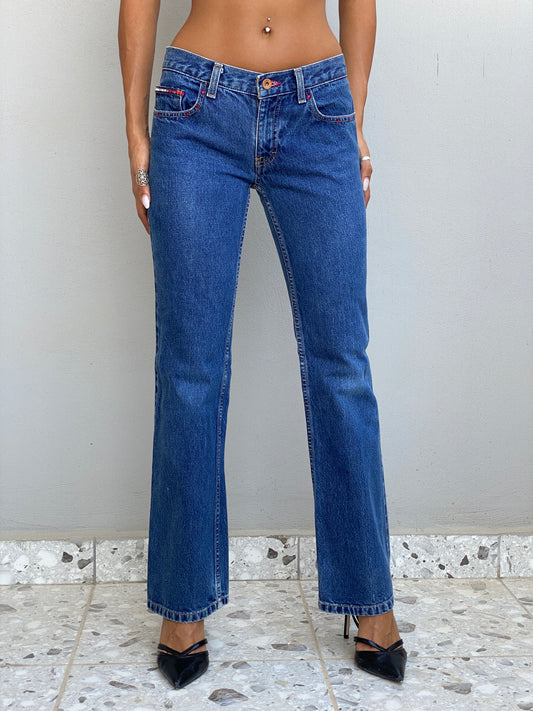 Vintage Y2K Tommy Jeans Blue Denim Low Rise Straight Leg Jeans - 36EUR