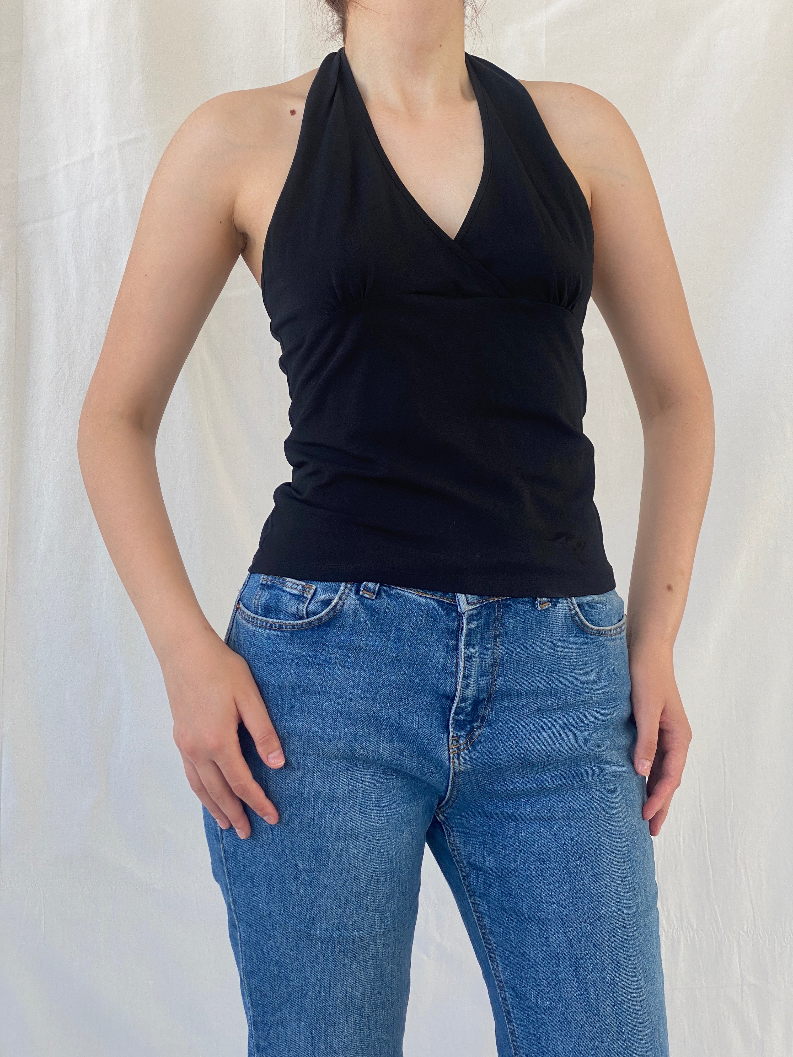 Y2K Stefanel Black Halter Top - M