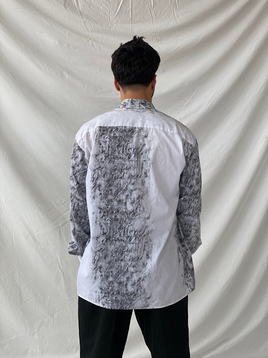 قميص جينز أفانت جارد رجالي بأكمام طويلة وأزرار من ديزل Y2K - مقاس كبير