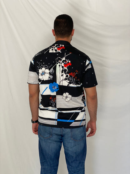 Vintage Napili Hawaii Black Floral Hawaiian Camp Collar Shirt – M