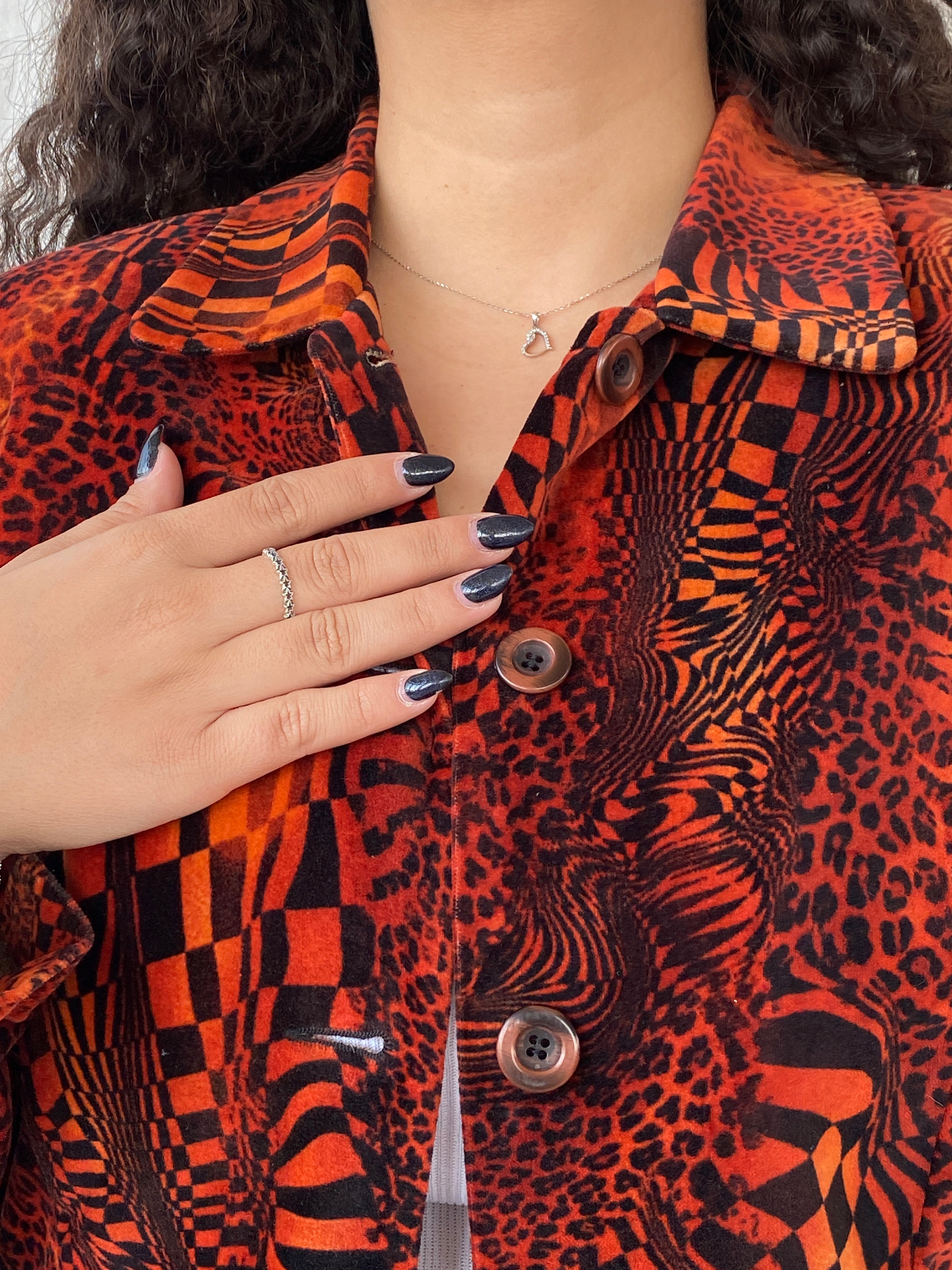 Vintage Tru Orange and Black Women’s Psychedelic Blazer - L