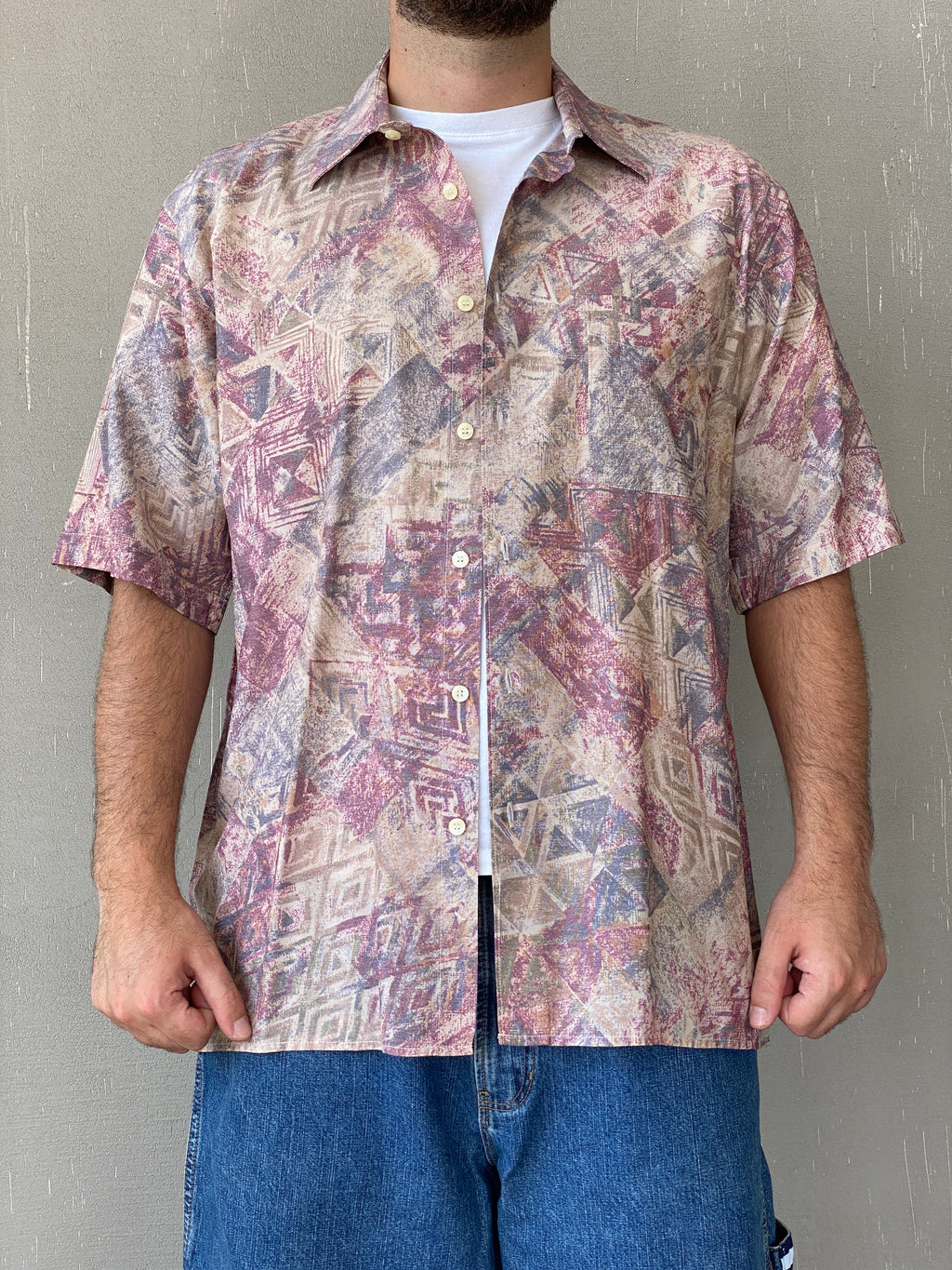 Vintage Green Woods Printed Half-Sleeve Shirt - L