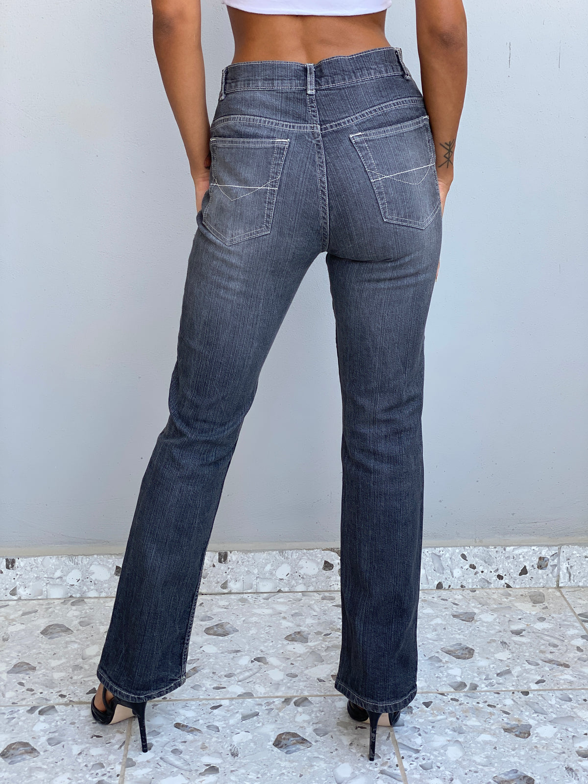 Vintage Y2K Gina Benotti Charcoal Grey Straight Leg Denim Jeans - 34EUR Vintage Y2K Gina Benotti Charcoal Grey Straight Leg Denim Jeans - 34EUR