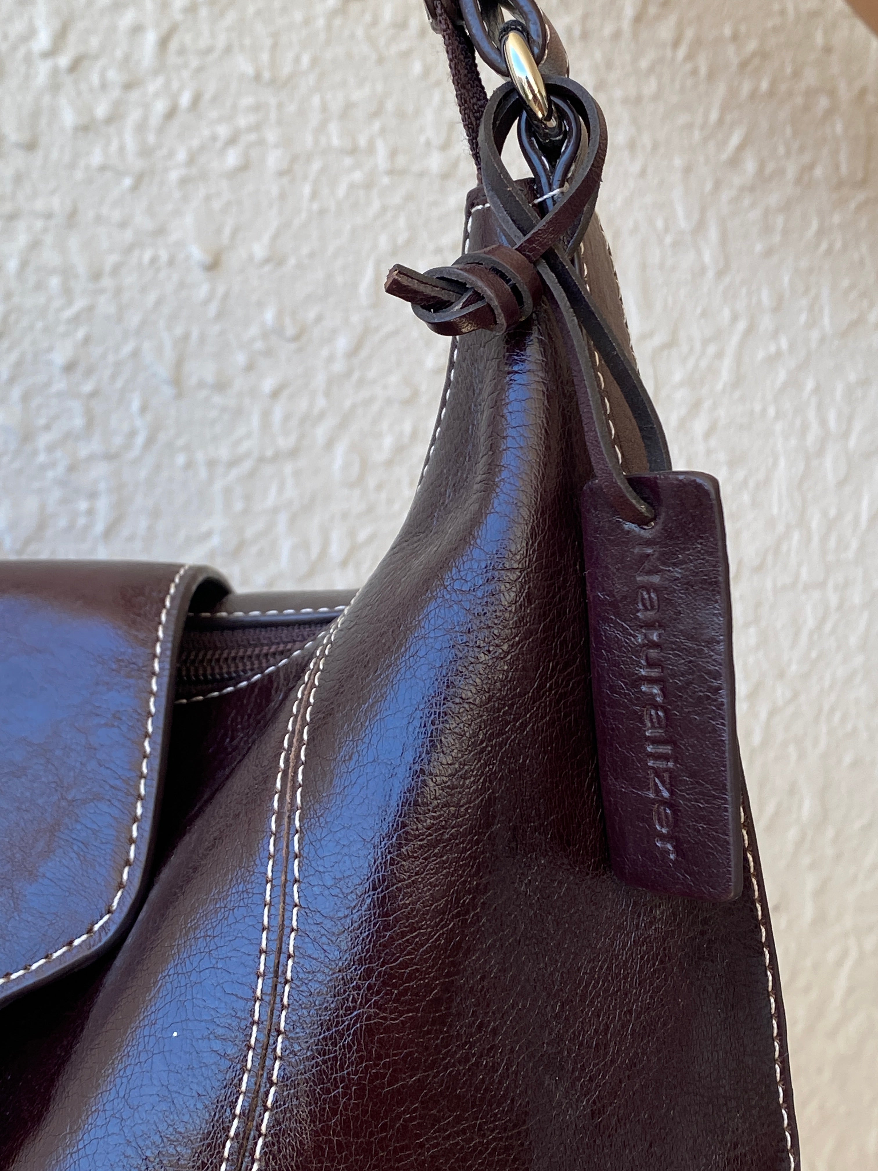 Vintage Naturalizer Genuine Leather Shoulder Bag in Deep Chocolate Brown