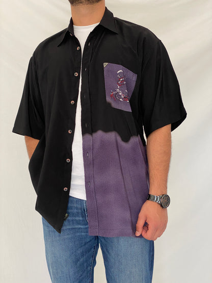 Y2K First Down Southern Rim Black & Purple Dragon Button-Up Shirt – XL