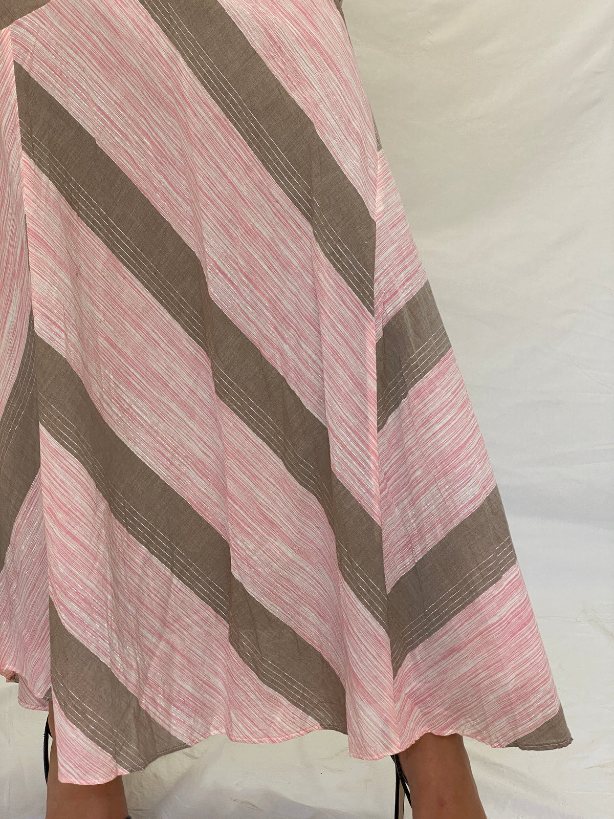 Vintage Y2K Woolworths Woman Pink & Taupe Linen Blend Chevron Maxi Skirt - M Vintage Y2K Woolworths Woman Pink & Taupe Linen Blend Chevron Maxi Skirt - M