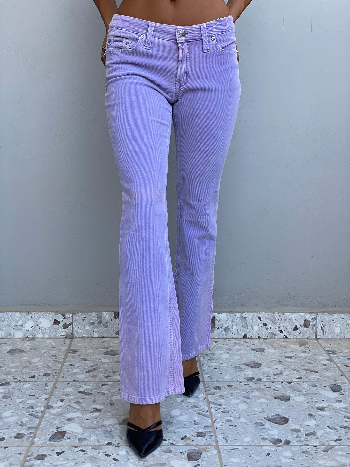 Vintage Y2K Squeeze Jeans Lavender Corduroy Low-Rise Flare Pants - 34EUR