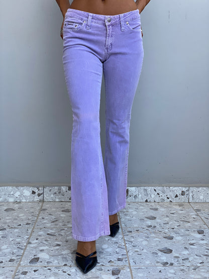 Vintage Y2K Squeeze Jeans Lavender Corduroy Low-Rise Flare Pants - 34EUR