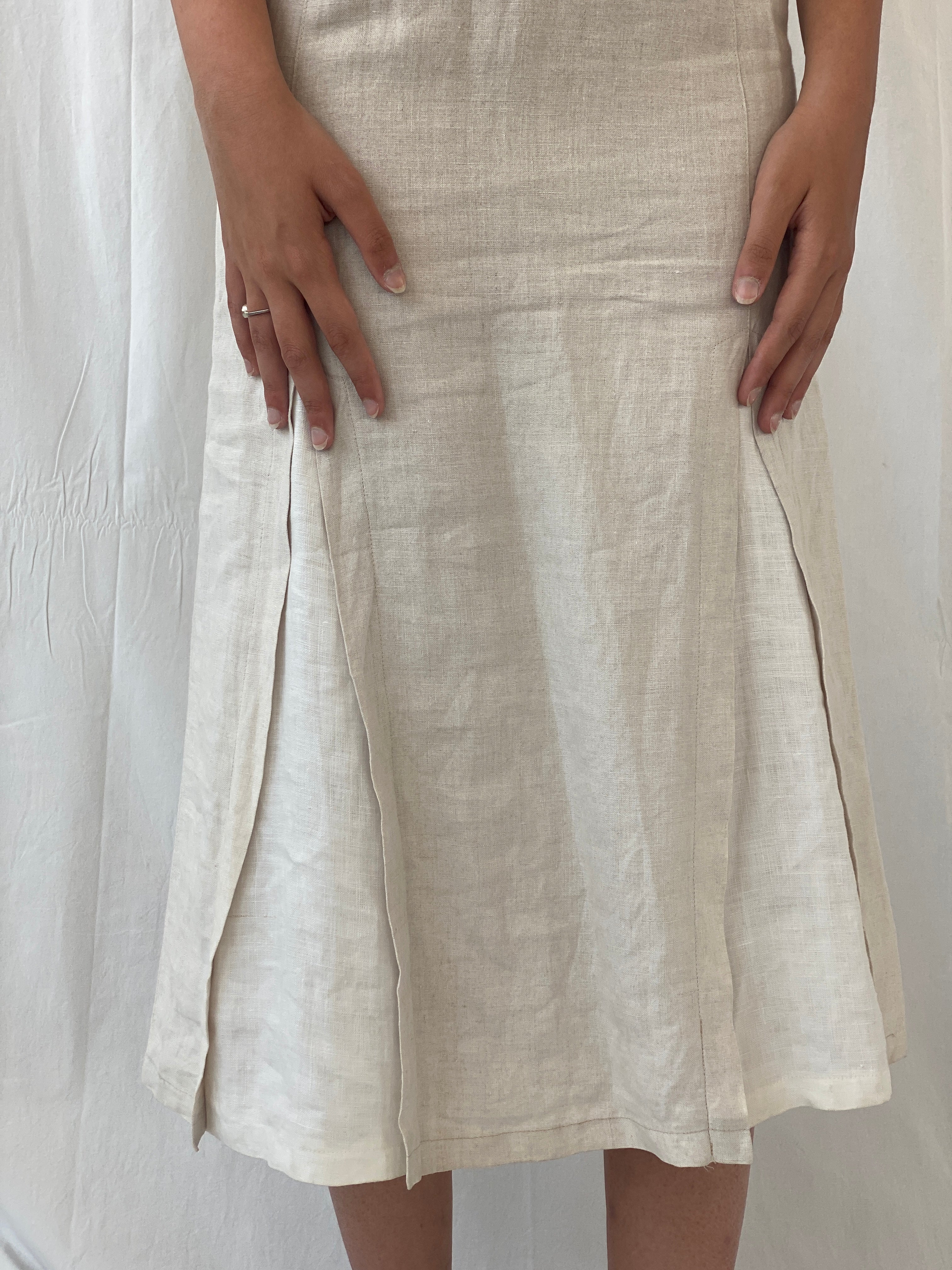 Vintage Motys Collection Paris Beige Linen Midaxi Women’s Dress - M