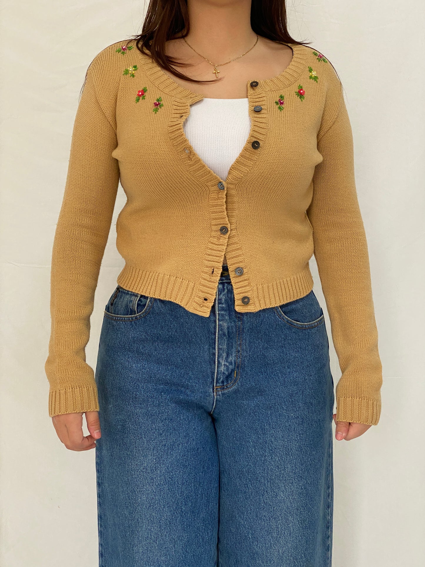 Dolce & Gabbana D&G Fitted Knitted Beaded Cardigan Top - S