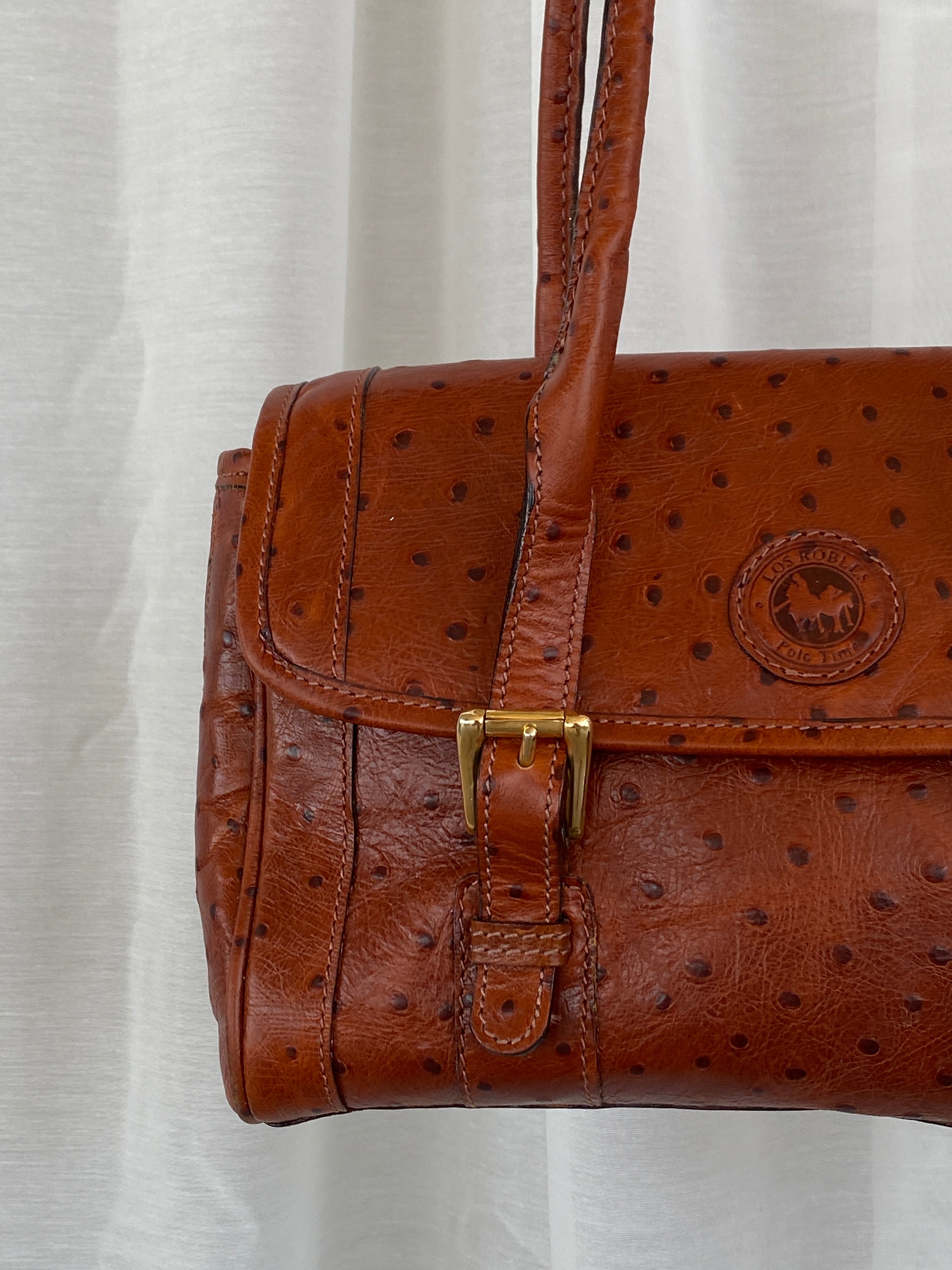 Vintage Los Robles Polo Time Brown Genuine Leather Shoulder Bag